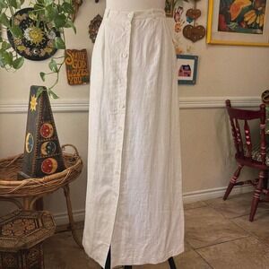 Vintage NEW Brooks Brothers Maxi Button Up 100% Linen Skirt Sz 2 Belt Loops